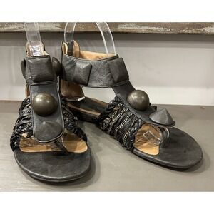 Kallisté Made in Italy Leather‎ Gladiator Sandals 37 Bronze Studs Braided